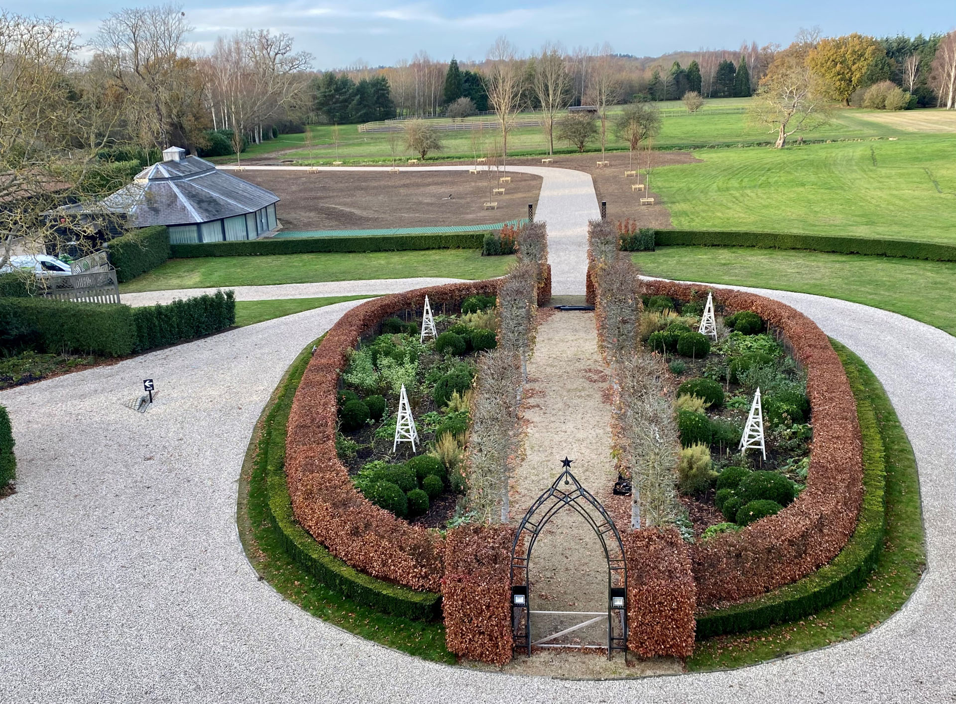 Arial view of Entrance Garden, Essex